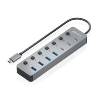 Miniatura 3 de AISENS Hub USB3 2 Gen2 10G USB C  USB C M 4xUSB A H 3xUSB C H 1xUSB C H PD3 0 100W  Gris  30cm