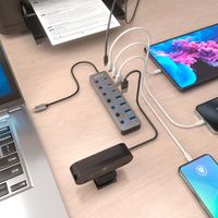 Miniatura 7 de AISENS Hub USB3 2 Gen2 10G USB C  USB C M 4xUSB A H 3xUSB C H 1xUSB C H PD3 0 100W  Gris  30cm