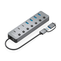 Miniatura 1 de AISENS Hub USB3 1 Gen1 USB C USB A  USB C M USB A M 4xUSB A H 3xUSB C H 1xUSB C H ALIM   Gris  30cm