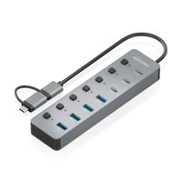 Miniatura 3 de AISENS Hub USB3 1 Gen1 USB C USB A  USB C M USB A M 4xUSB A H 3xUSB C H 1xUSB C H ALIM   Gris  30cm