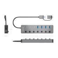 Miniatura 5 de AISENS Hub USB3 1 Gen1 USB C USB A  USB C M USB A M 4xUSB A H 3xUSB C H 1xUSB C H ALIM   Gris  30cm