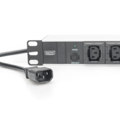 1U Aluminum PDU  19  10x IEC C13  10A  2500W  250VAC 50/60Hz  overl-prot.,1xC14