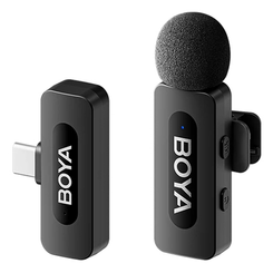 Boya BY V10 Micr  fono de Solapa Inal  mbrico Android USB C Negro