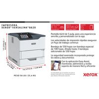 Miniatura 12 de XEROX VersaLink VersaLink B620 A4 61 ppm Impresora a doble cara PS3 PCL5e/6 2 bandejas 650 hojas  Laser Dúplex