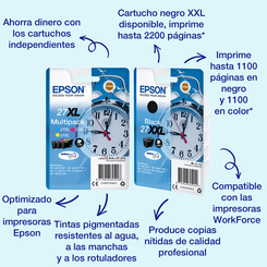 PACK CARTUCHOS EPSON 27XL CYAN/AMARILLO/MAGENTA C13T27154012