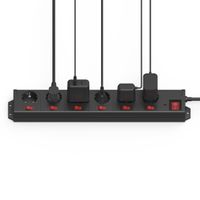 Miniatura 3 de REGLETA ALIMENTACION HAMA CON 6 TOMAS INTERRUPTOR INDIVIDUAL Y COMUN 1,4m COLOR NEGRO