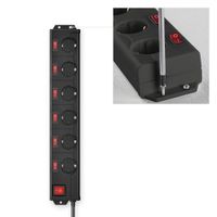 Miniatura 4 de REGLETA ALIMENTACION HAMA CON 6 TOMAS INTERRUPTOR INDIVIDUAL Y COMUN 1,4m COLOR NEGRO