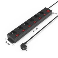 Miniatura 5 de REGLETA ALIMENTACION HAMA CON 6 TOMAS INTERRUPTOR INDIVIDUAL Y COMUN 1,4m COLOR NEGRO