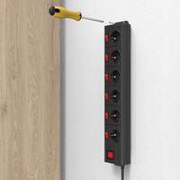 Miniatura 6 de REGLETA ALIMENTACION HAMA CON 6 TOMAS INTERRUPTOR INDIVIDUAL Y COMUN 1,4m COLOR NEGRO