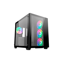 Caja ABYSM  Caja ATX DANUBE SAVA 285 BX203 Black RGB Negro, Transparente