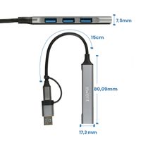 Miniatura 3 de EWENT HUB USB-A-C 5Gbps 3puertos 3.1 USB A alum
