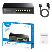 Miniatura 3 de SWITCH CUDY 6-PORT 10/100M POE+ SWITCH 60W