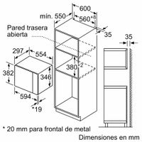 Miniatura 7 de HORNO MICROONDAS INTEGRABLE BALAY 3CG5172N2 20 LITROS CON GRILL NEGRO