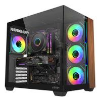 Miniatura 2 de CAJA ATX ABYSM SAVA 285B SIN FUENTE NEGRO MADERA 3 BAHIAS USB-C GPU 410mm