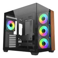 Miniatura 3 de CAJA ATX ABYSM SAVA 285B SIN FUENTE NEGRO MADERA 3 BAHIAS USB-C GPU 410mm