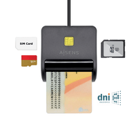 Miniatura 1 de AISENS Lector de Tarjeta Inteligente DNI con Lector de Tarjetas SIM, SD, Micro SD, MMC, RS-MMC, MMC Micro, Negro