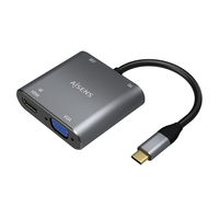 Miniatura 1 de AISENS Conversor USB-C a VGA/HDMI 4K/USB3.0/USB-C PD, USB-C/M-VGA/H-HDMI/H-USB-A/H-USB-C/H, Gris,