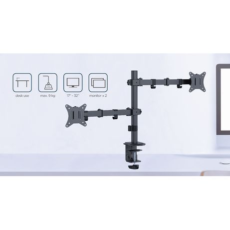 BRAZO DE MONITOR GEMBIRD PARA 2 PANTALLAS DE ESCRITORIO AJUSTABLE 17-32 PULG - Imagen 6 de 7 BRAZO DE MONITOR GEMBIRD PARA 2 PANTALLAS DE ESCRITORIO AJUSTABLE 17-32 PULG - Imagen 6 de 7