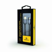 Miniatura 3 de CABLE DE DATOS Y CARGA PREMIUM GEMBIRD 8 PINES METAL EN ESPIRAL, 1 M, GRIS