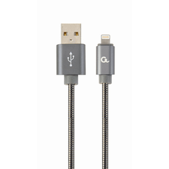 CABLE DE DATOS Y CARGA PREMIUM GEMBIRD 8 PINES METAL EN ESPIRAL, 1 M, GRIS