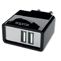 Miniatura 1 de CARGADOR DE PARED APPROX 2USB 2.1A APPUATS NEGRO