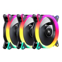 Miniatura 3 de KIT 3xVENTILADOR INTERNO UNYKA CANDY 120mm ANILLO ARGB LED 7 ASPAS 1500RPM CON MANDO A DISTANCIA