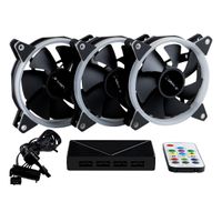 Miniatura 4 de KIT 3xVENTILADOR INTERNO UNYKA CANDY 120mm ANILLO ARGB LED 7 ASPAS 1500RPM CON MANDO A DISTANCIA