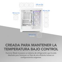 Miniatura 26 de Caja NOX Hummer HUMMER BLADE, Torre ATX, ARGB, Ultra Airflow, Blanco RGB Blanco, Transparente