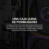 Miniatura 30 de Caja NOX Hummer HUMMER BLADE, Torre ATX, ARGB, Ultra Airflow, Negro RGB Negro, Transparente
