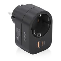 Miniatura 1 de REGLETA PARED AISENS 1 TOMA USB-C 20W PD3.0 USB-A 20W QC3.0 NEGRO