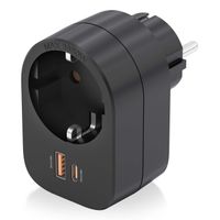 Miniatura 3 de REGLETA PARED AISENS 1 TOMA USB-C 20W PD3.0 USB-A 20W QC3.0 NEGRO
