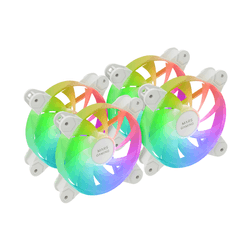 KIT 4xVENTILADOR INTERNO ARGB MARS GAMING MF4AW 120mm SIN MARCO RODAMIENTO FDB BLANCO