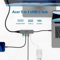 Miniatura 4 de DOCKING USB-C ACER 5 EN 1 1xHDMI 4K 3xUSB-A 3.2 1xUSB-C PD 100W PLATA