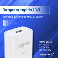 Miniatura 4 de iggual Cargador 1xUSB carga rápida QC3.0 18W