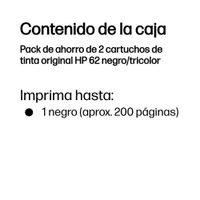 Miniatura 3 de CARTUCHO HP NEGRO+COLOR 62 N9J71AE