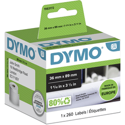DYMO LW rollo 260 etiquetas 36 mm x 89 mm autoadhesivas para LabelWriter