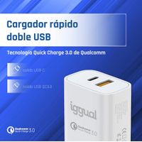 Miniatura 4 de iggual Cargador doble USB QC3.0 + tipo C PD 20W