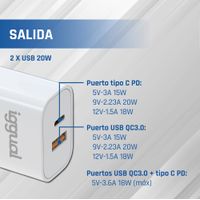 Miniatura 6 de iggual Cargador doble USB QC3.0 + tipo C PD 20W