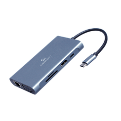 ADAPTADOR MULTIP GEMBIRD USBC 7EN1 HUB3.0,HDMI,VGA,PD,LECTOR TARJETAS,AUDIOGRIS