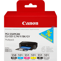 CARTUCHO CANON CYAN/MAGENTA/AMARILLO/NEGRO/GRIS PGI-550/CLI-551PGBK