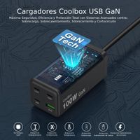 Miniatura 7 de CARGADOR USB GAN COOLBOX CHARGEMASTER 4 PRO 100W 3XUSB-C 1XUSB-A PD QC4+ 100W NEGRO