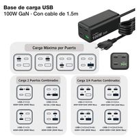 Miniatura 8 de CARGADOR USB GAN COOLBOX CHARGEMASTER 4 PRO 100W 3XUSB-C 1XUSB-A PD QC4+ 100W NEGRO
