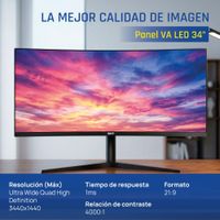 Miniatura 5 de IGGUAL Monitor 34" UWQHD 1ms 2DP 2HDMI MM AA Curvo   34" LED VA Wide Quad HD HDMI Altavoces
