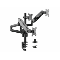 SOPORTE PANTALLA PARA MESA TRES BRAZOS 3 PANTALLAS  17" - 27" ALUMINIO MUELLE DE GAS INCLINABLE Y GIRATORIO MAX, VESA 100X100