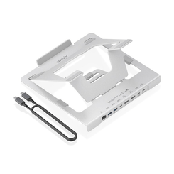 AISENS - SOPORTE DE SOBREMESA AJUSTABLE PARA PORTATIL / TABLET CON USB-C DOCKING 7 EN 1, GRIS