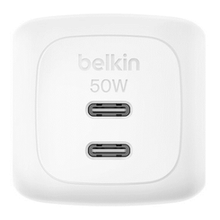 CARGADOR USB GAN BELKIN WCH019kqWH 50W 2xUSB-C PD PPS DISE??O COMPACTO COLOR BLANCO