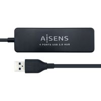 Miniatura 1 de HUB USB AISENS CONECTORES USB-A 2.0 MACHO A 4X USB-A 2.0 HEMBRA CABLE 30CM NEGRO A104-0402