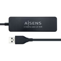 Miniatura 2 de HUB USB AISENS CONECTORES USB-A 2.0 MACHO A 4X USB-A 2.0 HEMBRA CABLE 30CM NEGRO A104-0402