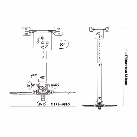 AISENS CP02TSRE-051 SOPORTE DE TECHO PARA PROYECTOR HASTA 20KG PASACABLES NEGRO - Imagen 6 de 9 AISENS CP02TSRE-051 SOPORTE DE TECHO PARA PROYECTOR HASTA 20KG PASACABLES NEGRO - Imagen 6 de 9