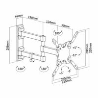 Miniatura 5 de SOPORTE DE PARED AISENS PARA PANTALLAS 13P A 42P HASTA 20KG BRAZO EXTENSIBLE GIRATORIO INCLINABLE NEGRO WT42TSLE-011
